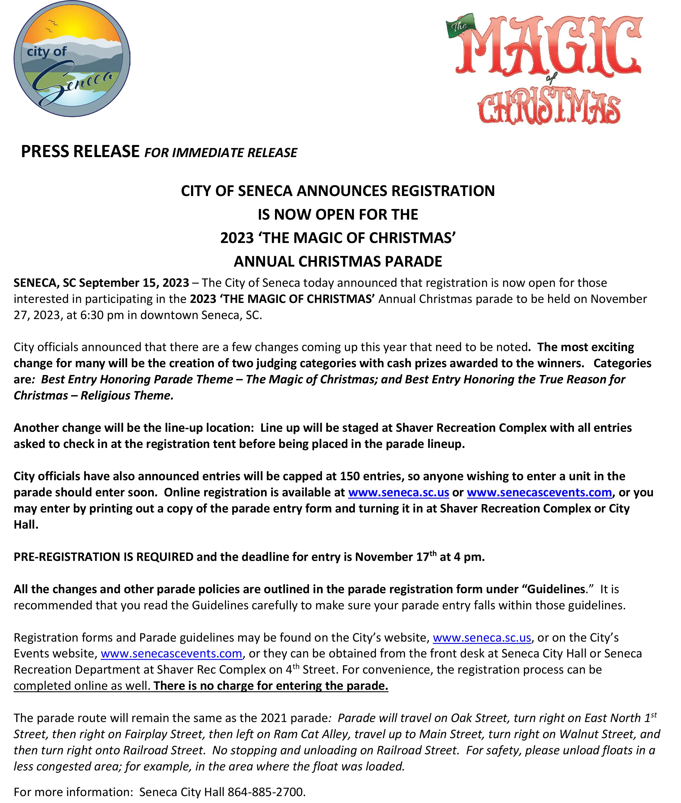 press-release-registration-open-for-2023-annual-christmas-parade
