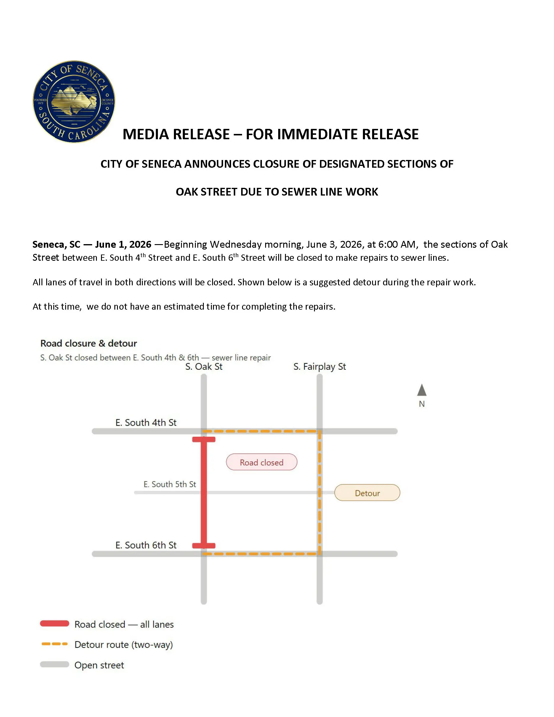 closure-of-sections-of-oak-street-due-to-sewer-line-work-2026